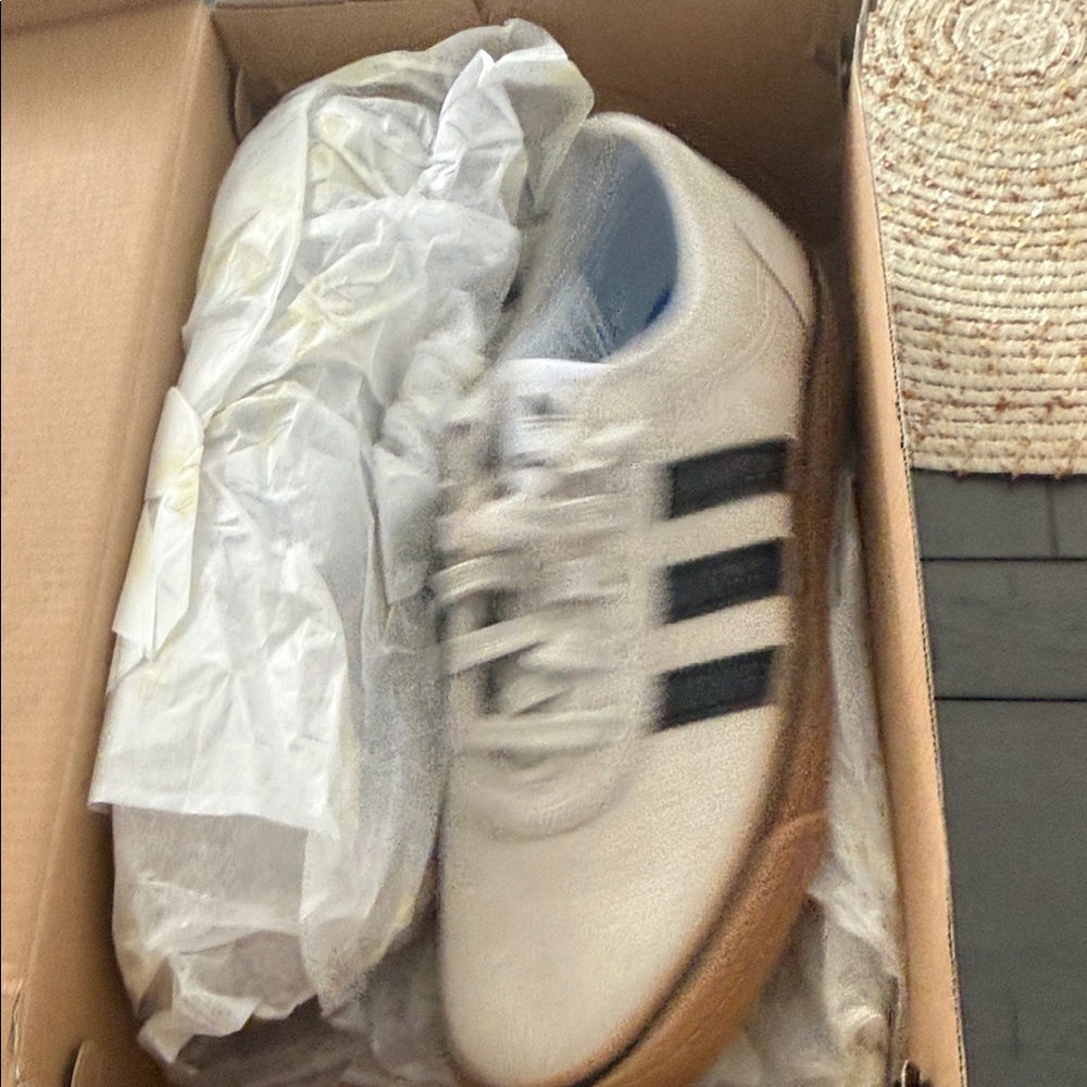 Adidas Classic White Shoes with Black Accents